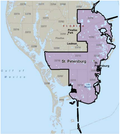 St Petersburg Florida Zip Code Map Map